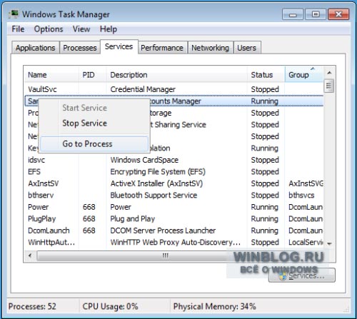 Новые возможности Диспетчера задач в Windows 7