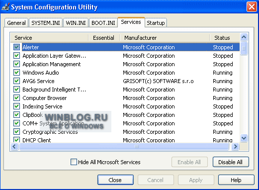 Диагностика проблем загрузки в Windows XP с помощью MSCONFIG