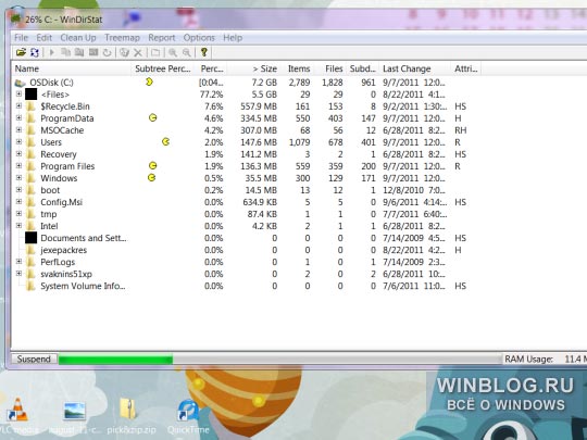 Очистка жесткого диска с помощью WinDirStat