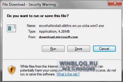 Установка и настройка Microsoft Security Essentials