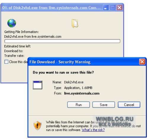 Конвертация Windows XP в виртуальную машину для запуска в Windows 7 при помощи Disk2vhd
