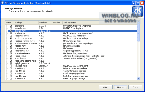 Установка приложений KDE под Windows