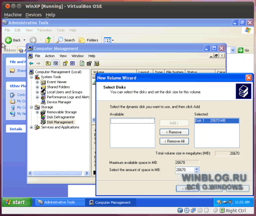 Как добавить второй жесткий диск в виртуальную машину Windows XP на базе VirtualBox?