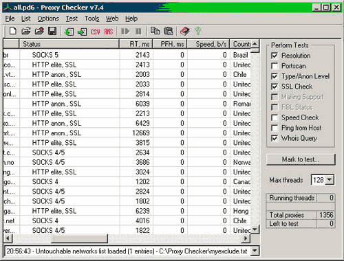 Proxy Checker 7.4.18 - проверка прокси серверов