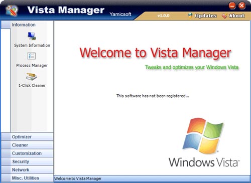 Vista Manager 1.03: Оптимизация Windows Vista