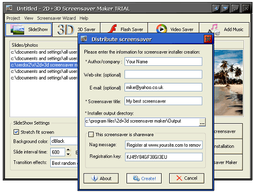 2D+3D Screensaver Maker 3.6 - создаем скринсейверы.