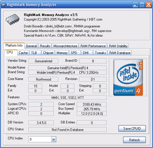 RightMark Memory Analyzer (RMMA) 3.72