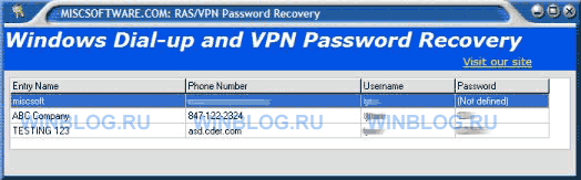 Dial-up VPN Password Recovery