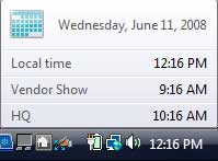 Включение дополнительных часов в Windows Vista