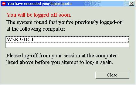 Ограничение одновременных сессий в Windows 2003