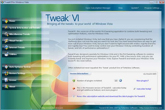 Утилиты для оптимизации Windows Vista: TweakVI и vLite