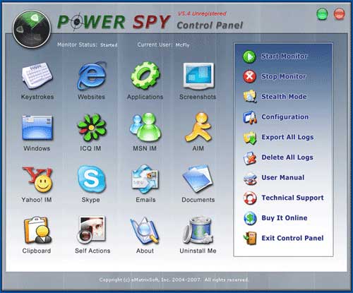 Power Spy 7.4.3 - программа шпион