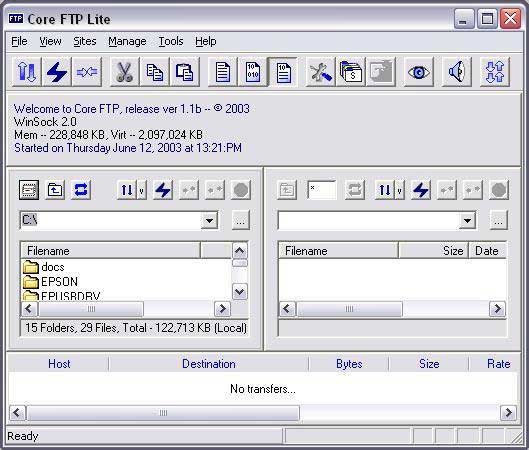Core FTP LE 2.0.810 - быстрый бесплатный FTP клиент