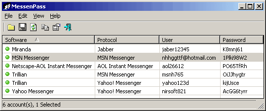 MessenPass 1.17 - восстановление паролей ICQ, AOL, AIM и др.