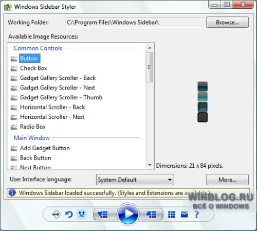 Windows Sidebar Styler
