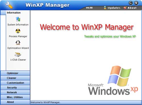 WinXP Manager 5.1.0 - утилиты для настройки Windows XP