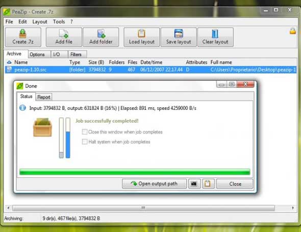 PeaZip 1.10 - бесплатный архиватор