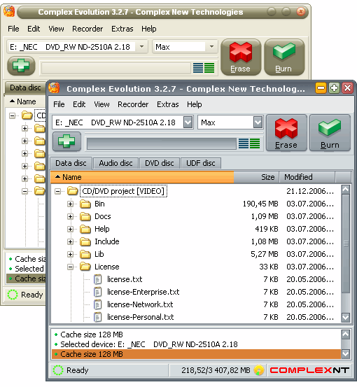 Complex Evolution 4.0.7.319 - программа для записи дисков CD/DVD