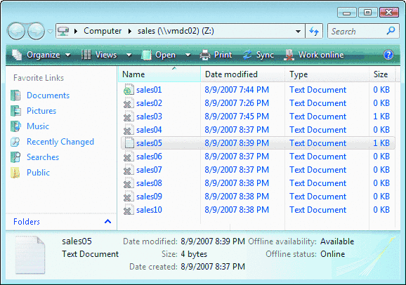 Новые возможности работы с автономными файлами в Windows Vista