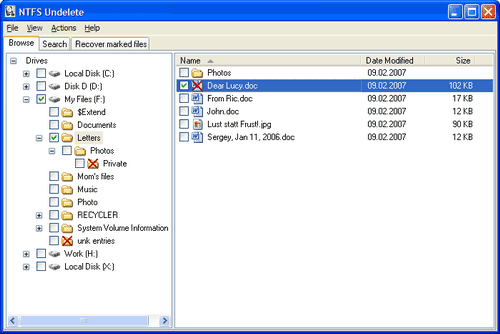 NTFS Undelete 0.93 - восстановление удаленных файлов