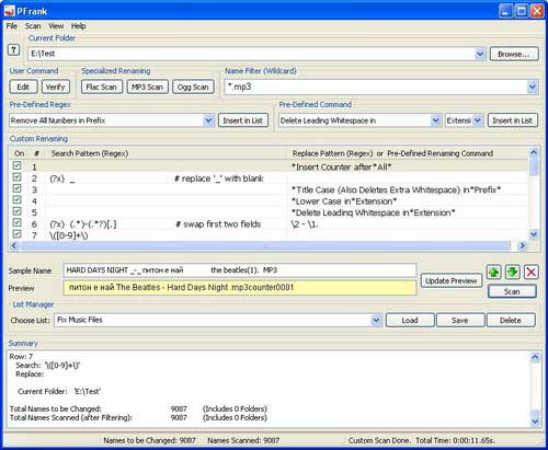 Pfrank 1.99 - Программа переименования музыкальных файлов