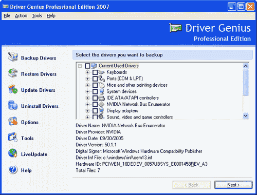 Driver Genius Professional 2007 7.0.2358 - управляем драйверами