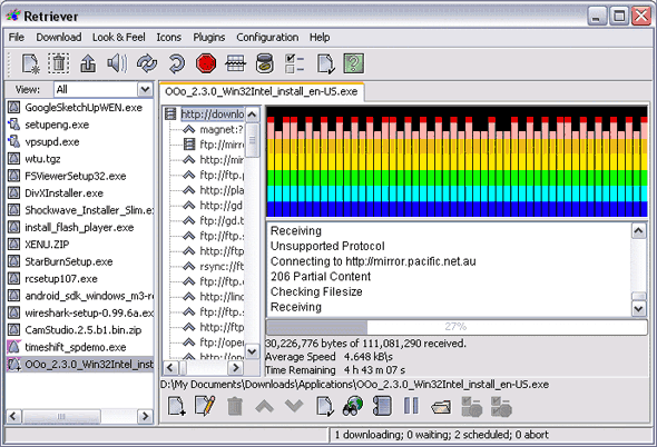 Retriever 1.08 - бесплатный менеджер закачек