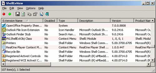 ShellExView 1.20 - управляем расширениями оболочки