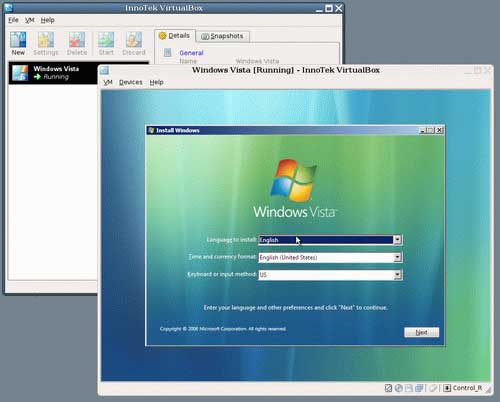 VirtualBox 1.5.6 - виртуальная машина для запуска ОС