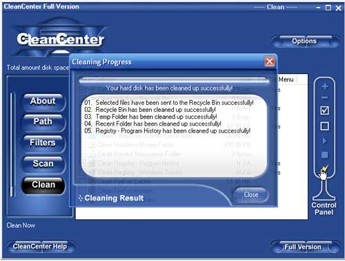 CleanCenter 1.87  - очищаем диск от мусора