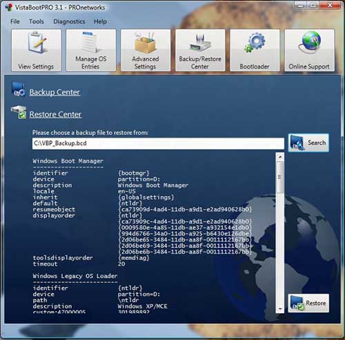 VistaBootPRO 3.2 - GUI для BCDEdit