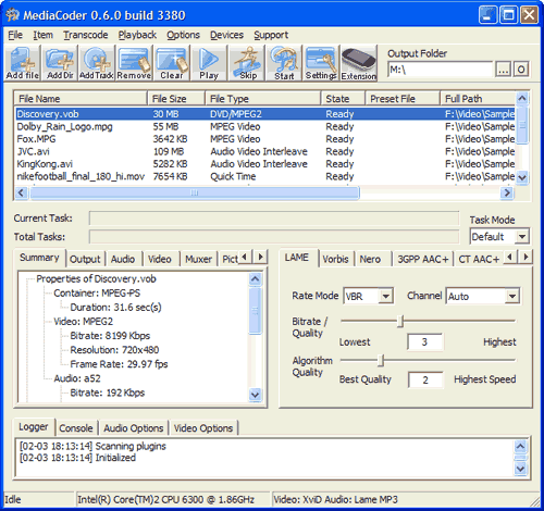 MediaCoder 0.6.0.3993 - работа с медиа файлами