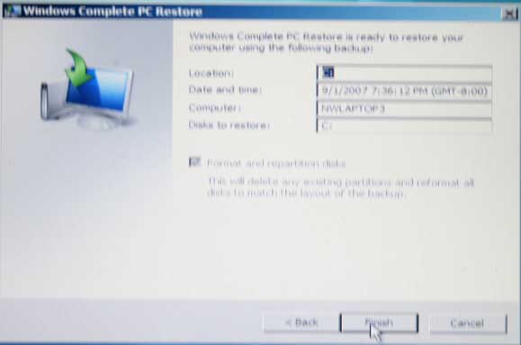 Использование Complete PC Backup в Windows Vista