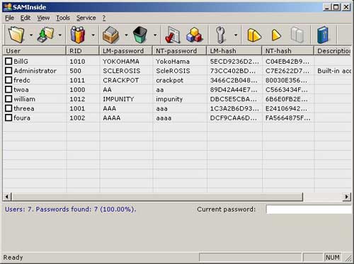 SAMInside 2.5.8.1 - подбор паролей к Windows
