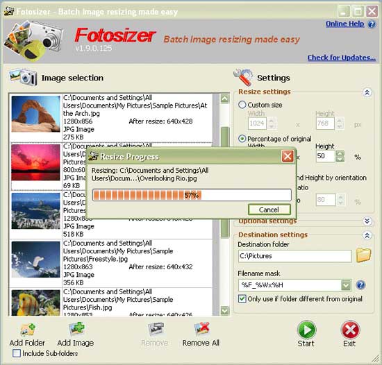 Fotosizer 1.9.0.125 - Программа для изменения размеров изображений