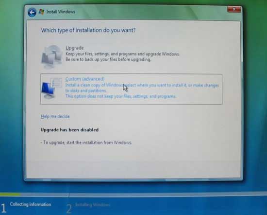 Windows Vista и XP на одном компьютере - XP ставится первой