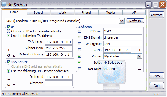 NetSetMan 2.4.0 - быстрая смена сетевых настроек