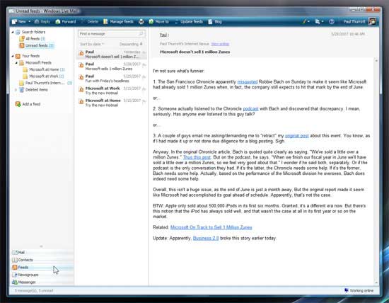 Первый взгляд на Windows Live Mail