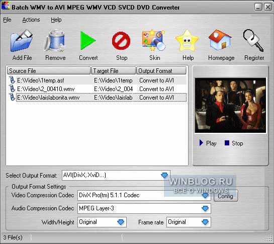 Batch WMV to AVI MPEG WMV VCD SVCD DVD Converter 