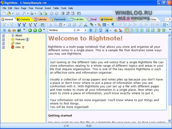 RightNote 1.2.5 - Многофункциональный текстовый редактор