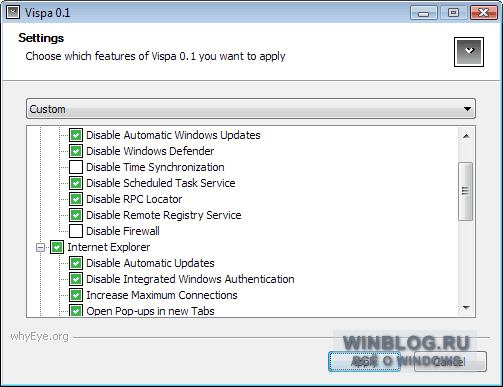 Vispa 0.2.1 - настройка Windows Vista