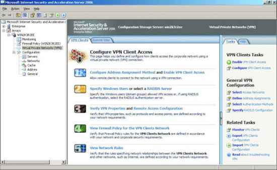 Настройка удаленного VPN-доступа в ISA Server 2006.
