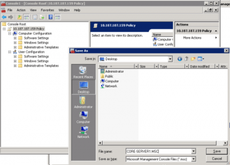 Управление локальной групповой политикой в Windows Server 2008 Core Edition