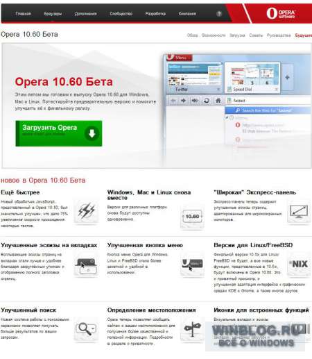 Представлена Opera 10.6 beta 1