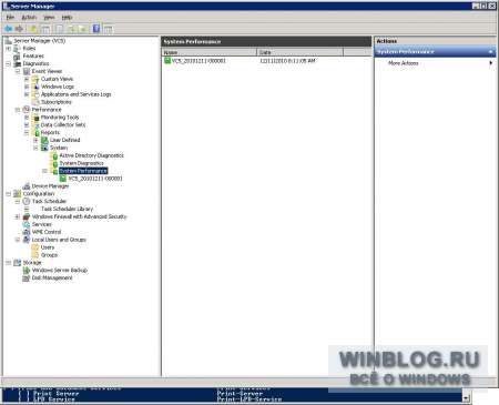 Использование отчета «Производительность системы» в Windows Server 2008 R2