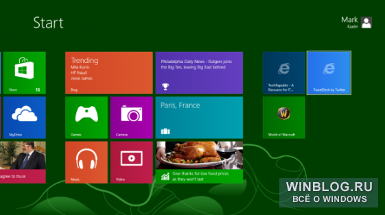Как добавить плитку на начальный экран Windows 8