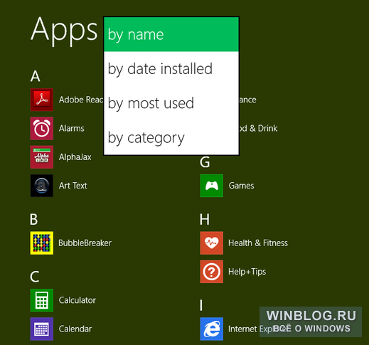 Секреты использования экрана «Приложения» в Windows 8.1