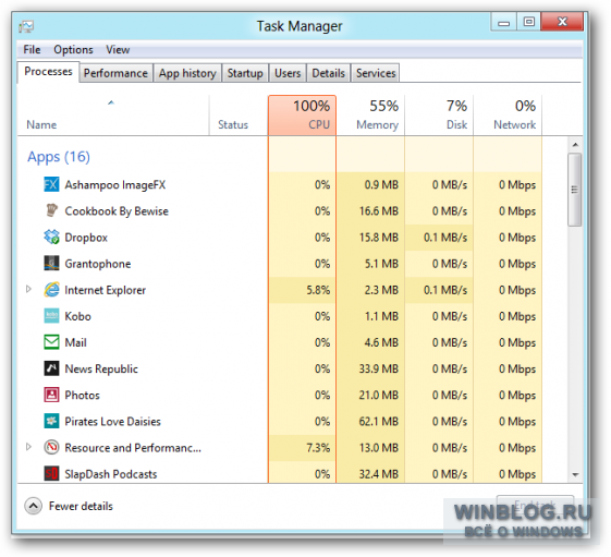 Как пользоваться новым Диспетчером задач в Windows 8