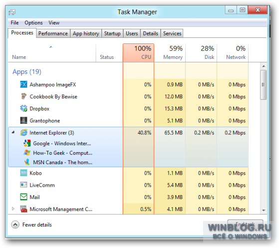 Как пользоваться новым Диспетчером задач в Windows 8