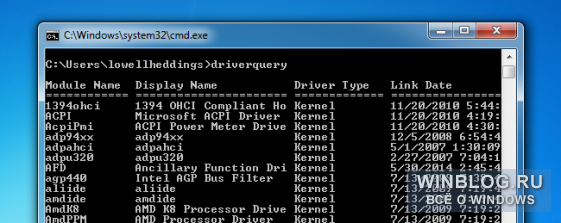 Как получить список всех установленных в Windows драйверов